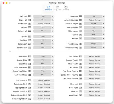 Rectangle settings screenshot