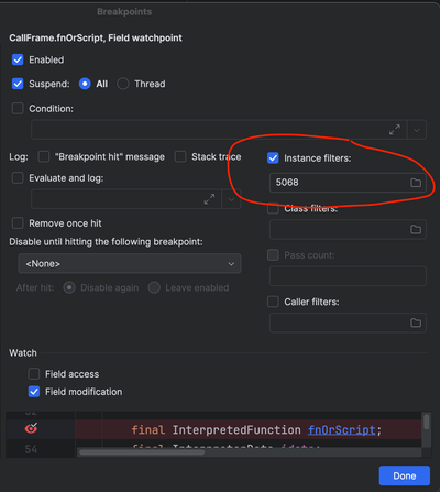 Field watchpoint sample